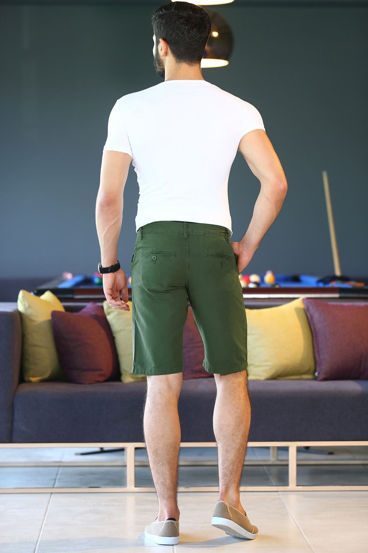 Pocket Detail Khaki Shorts