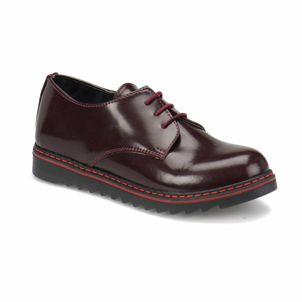 Girl's Lace-up Claret Red Shoes