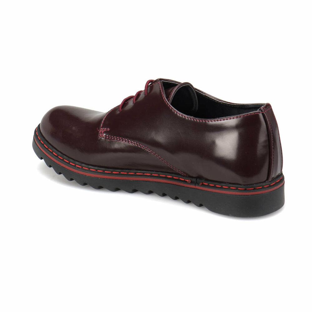 Girl's Lace-up Claret Red Shoes