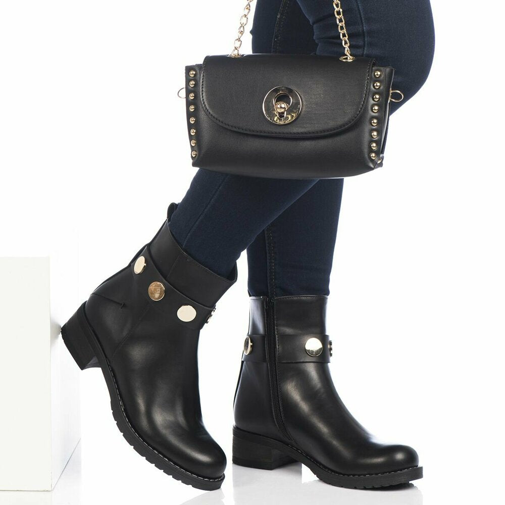 Women's Black Patterned Boots