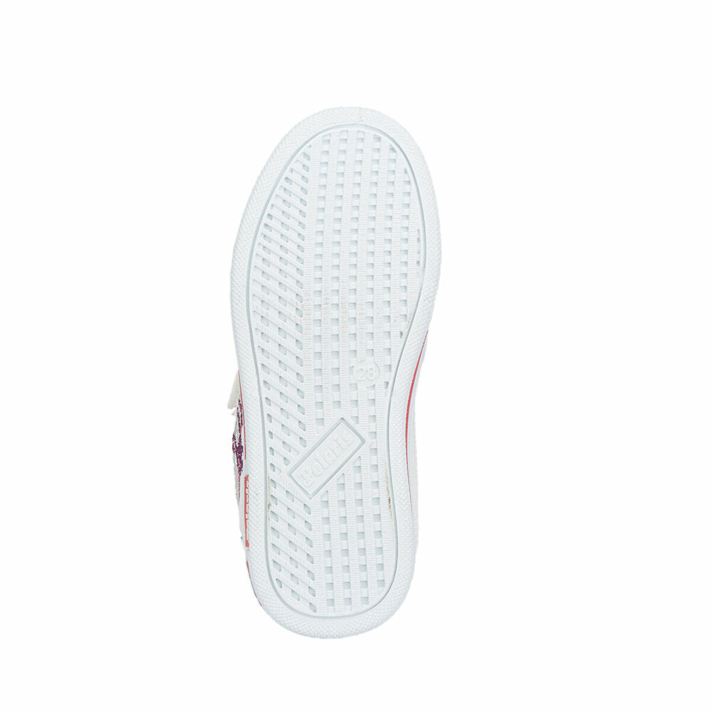 Girl's Velcro Strap Lace-up White Sneakers