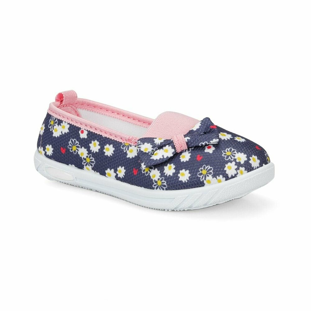 Girl's Floral Pattern Navy Blue Shoes