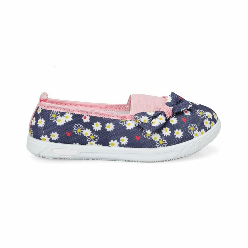 Girl's Floral Pattern Navy Blue Shoes