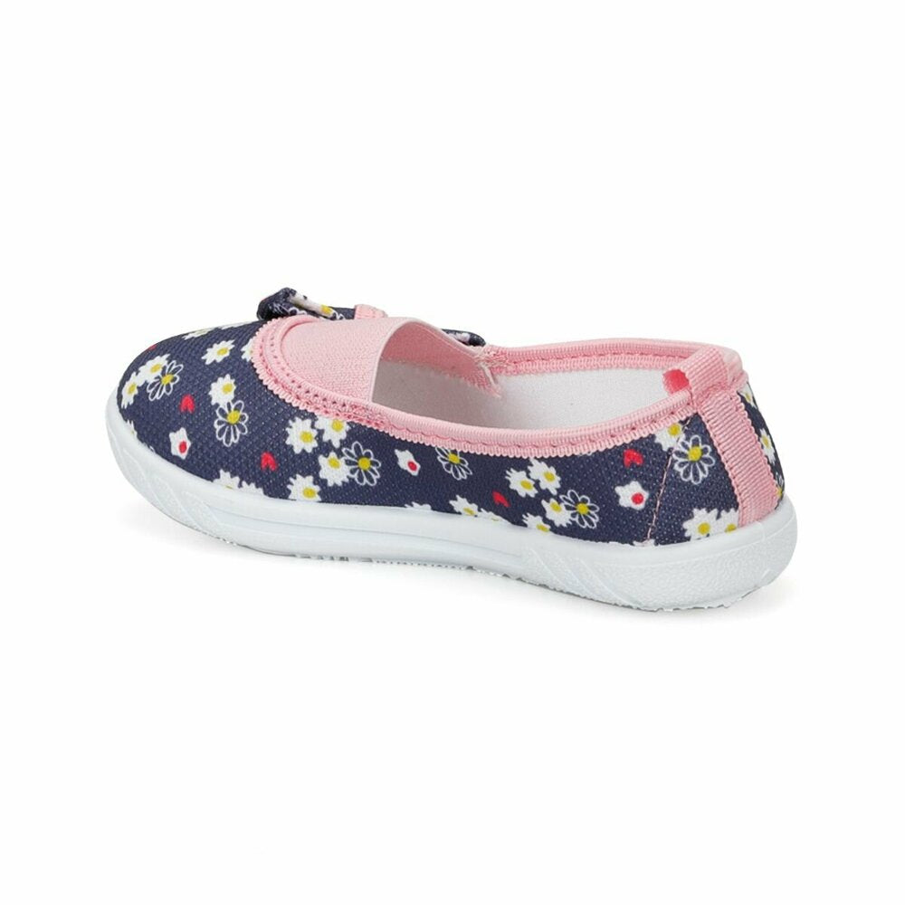 Girl's Floral Pattern Navy Blue Shoes