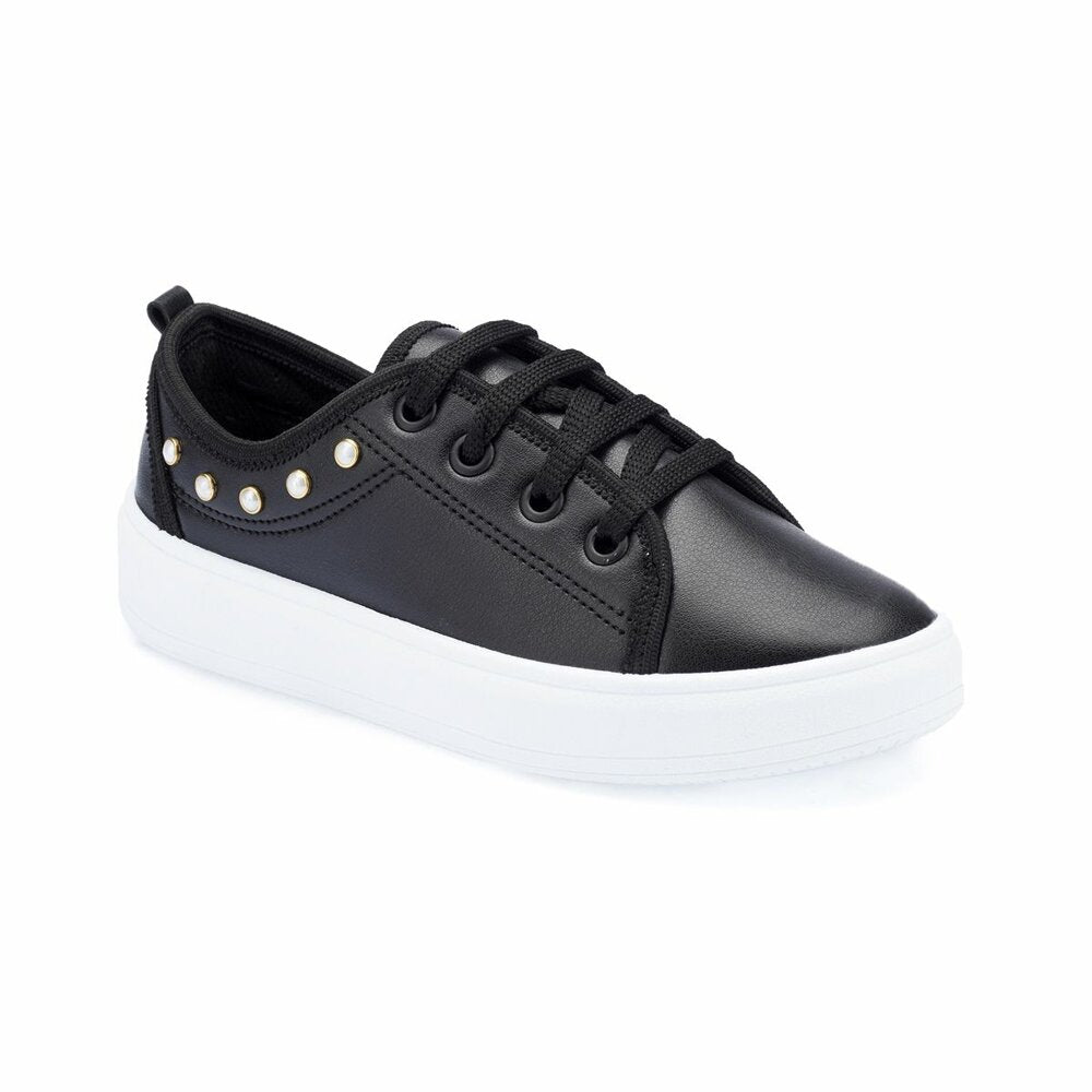 Girl's Lace-up Black Sneakers