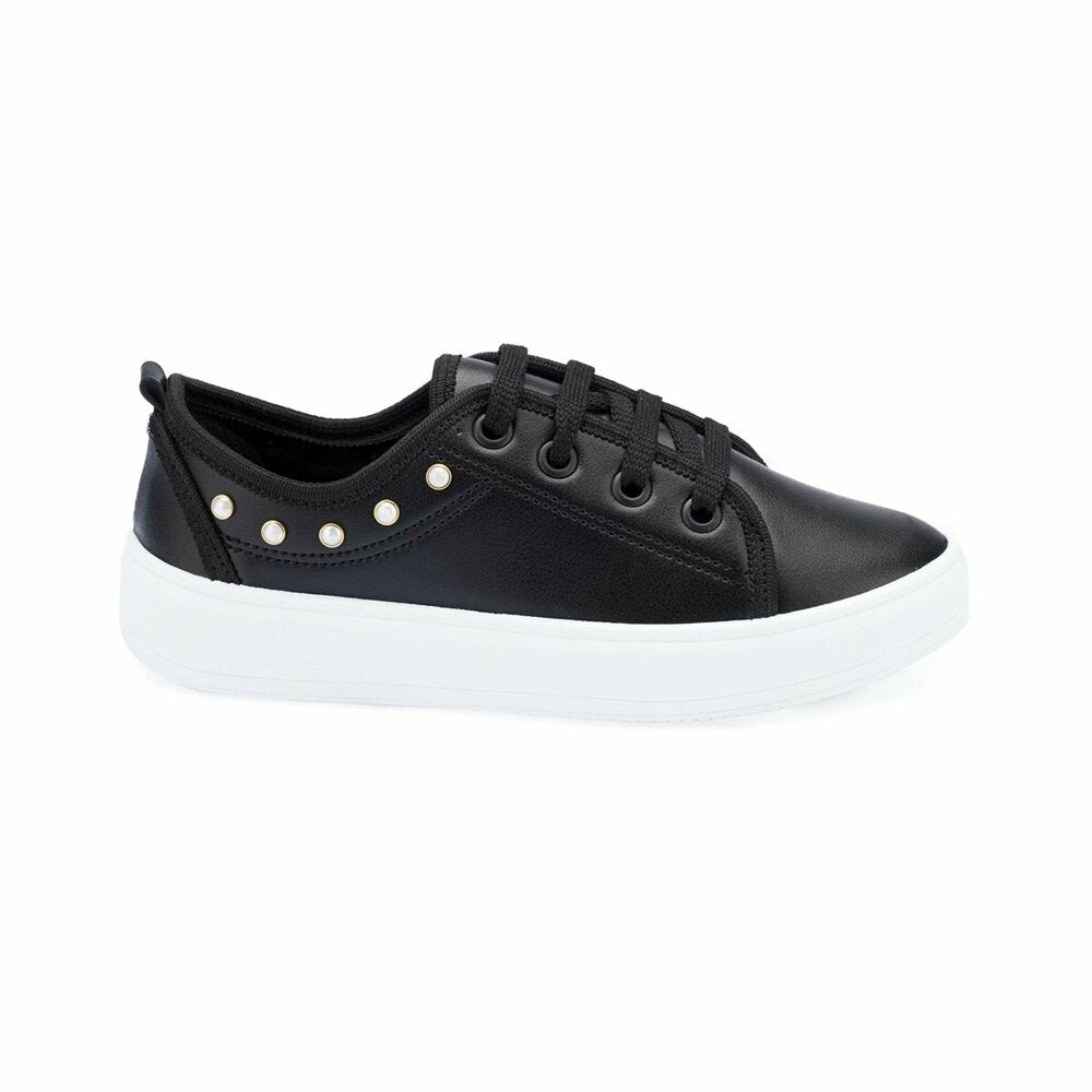 Girl's Lace-up Black Sneakers