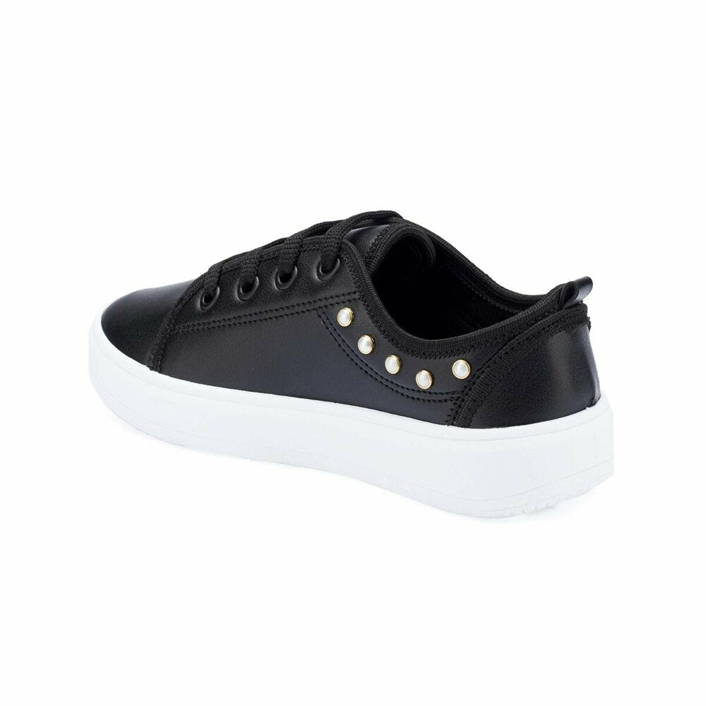 Girl's Lace-up Black Sneakers