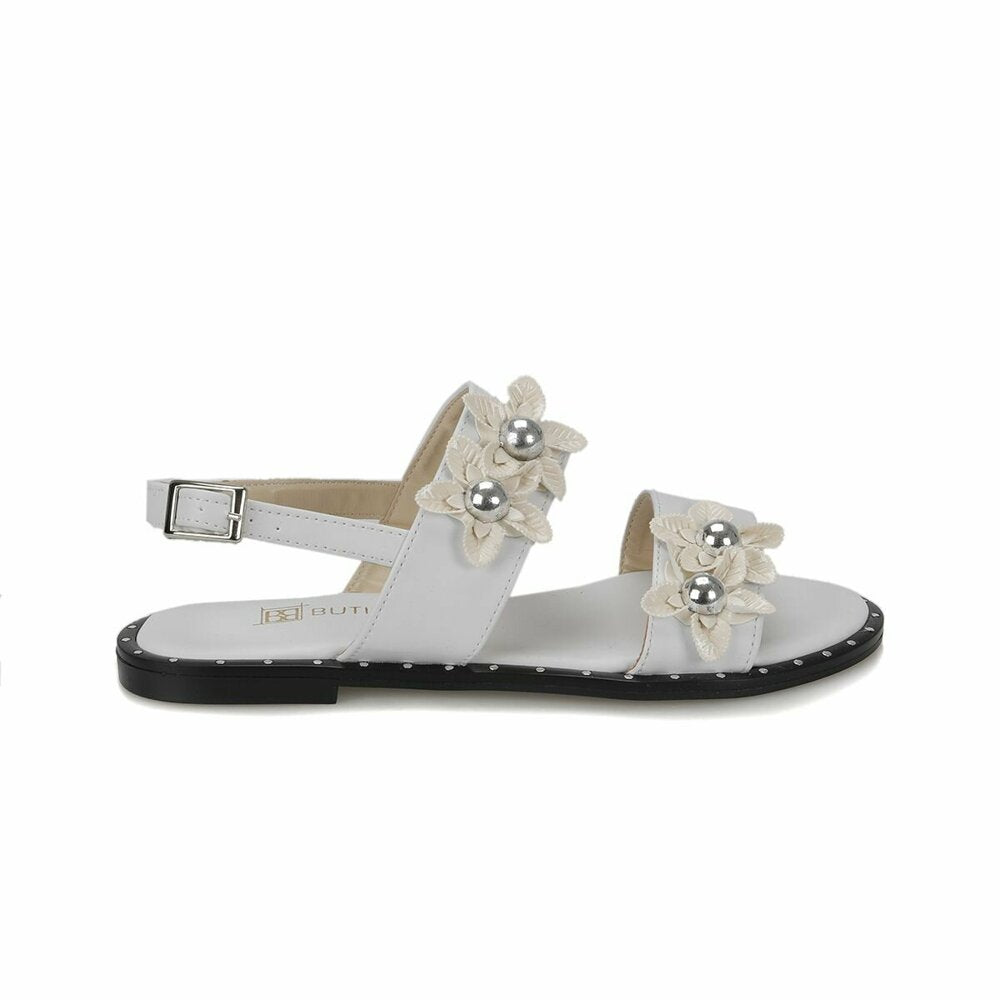 Women's Floral Figure White Sandals