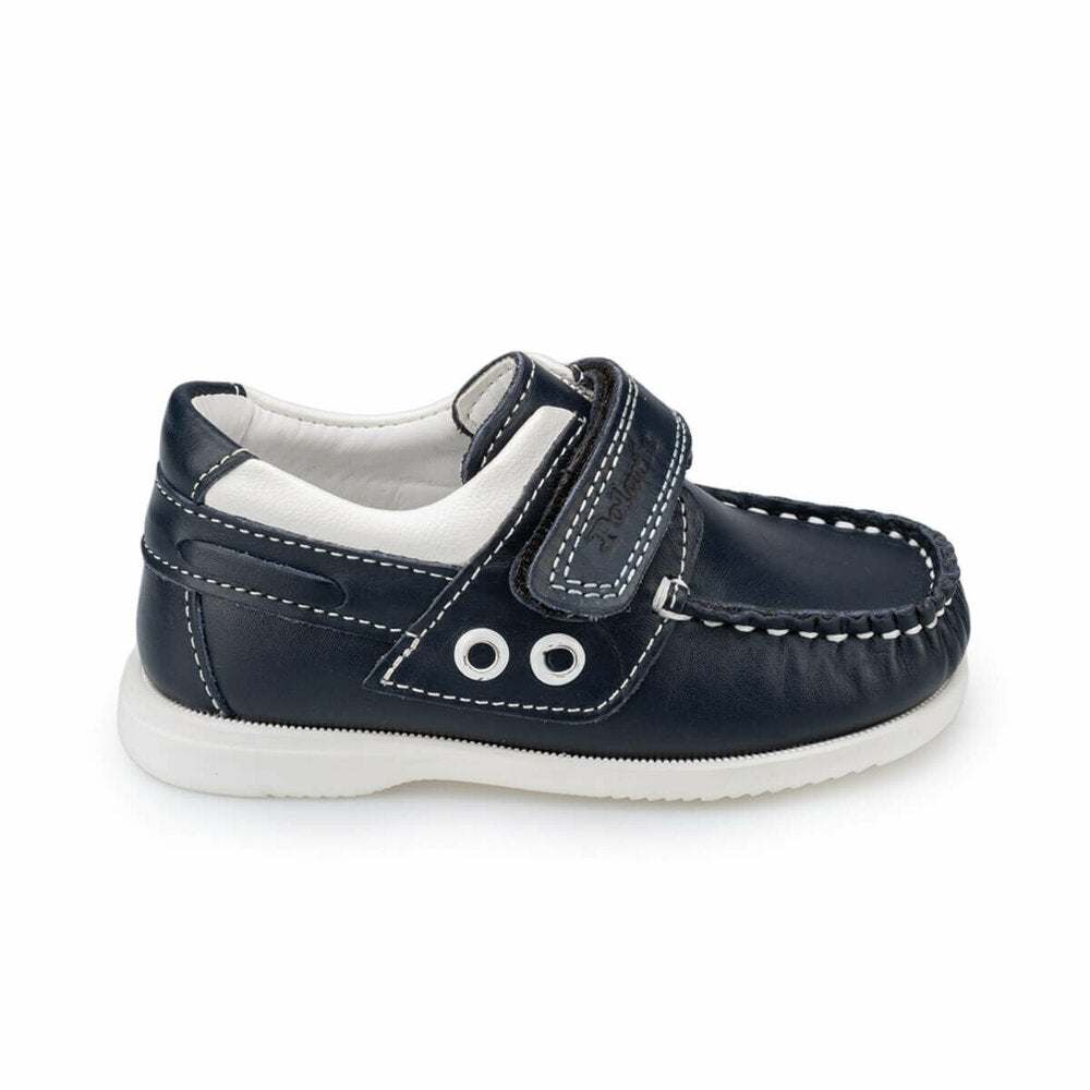 Boy's Navy Blue Leather Marine Shoes