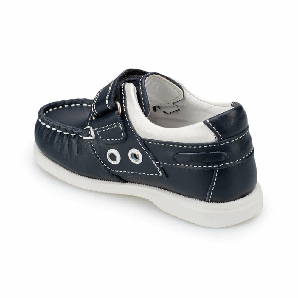 Boy's Navy Blue Leather Marine Shoes