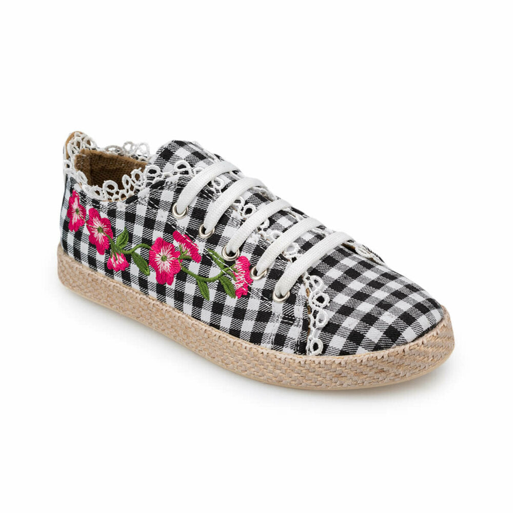 Girl's Lace-up Checkered Sneakers