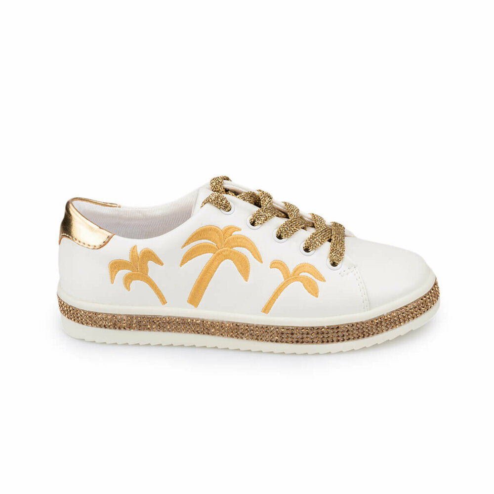 Girl's Printed White Shoes