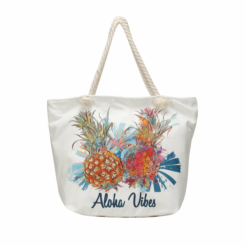 Women's Printed White Beach Bag