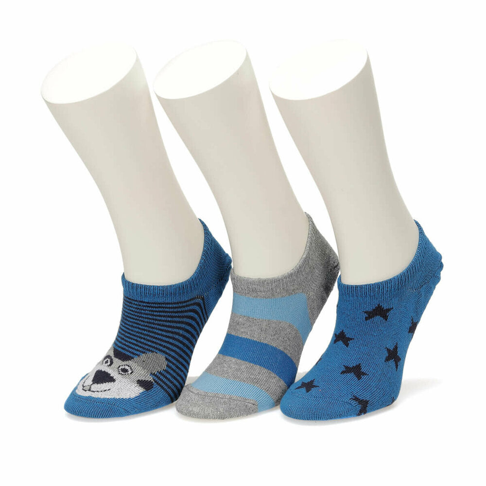 Boy's Blue Grey Socks- 3 Pairs