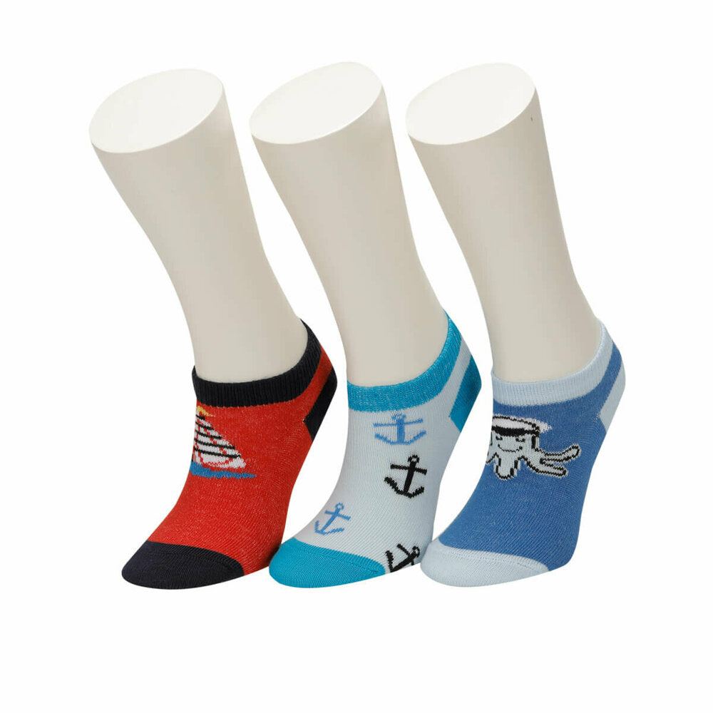 Boy's Multi-color Booties Socks- 3 Pairs