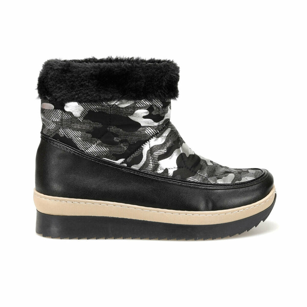 Women's Camouflage Black Leather Boots