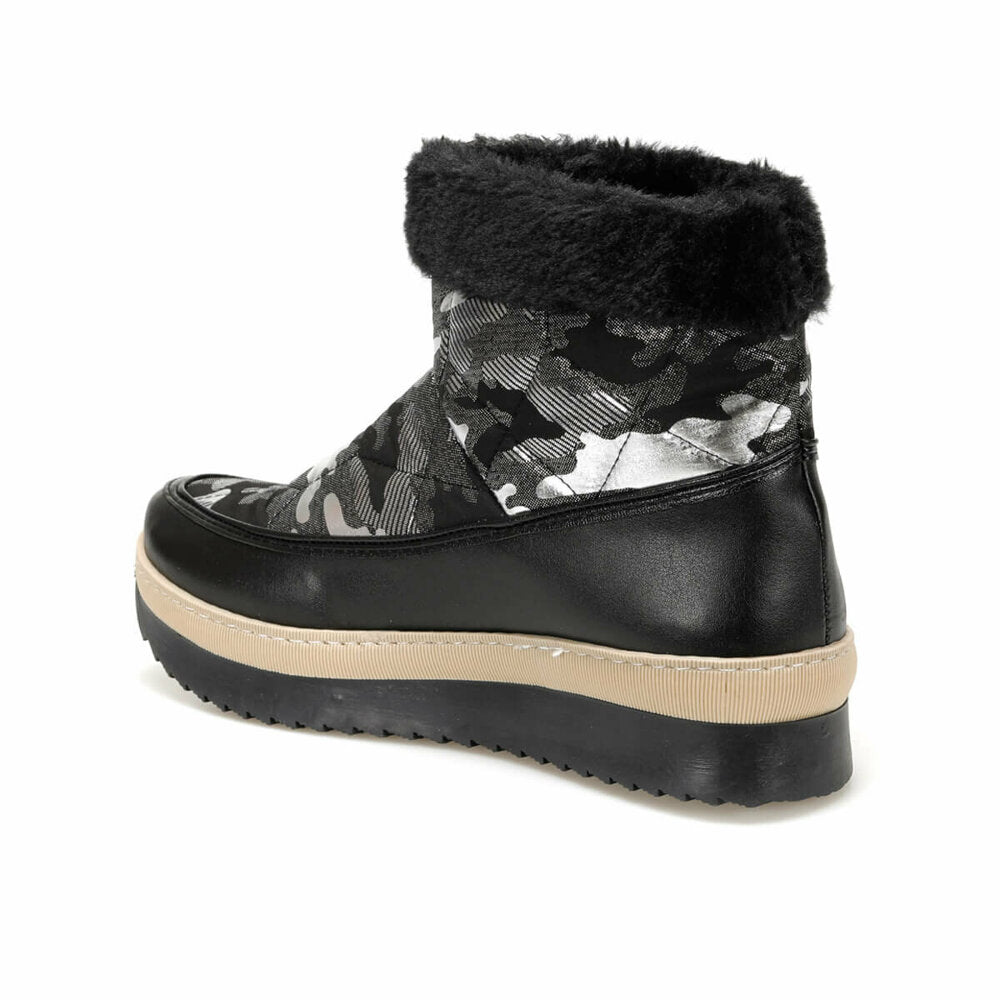 Women's Camouflage Black Leather Boots