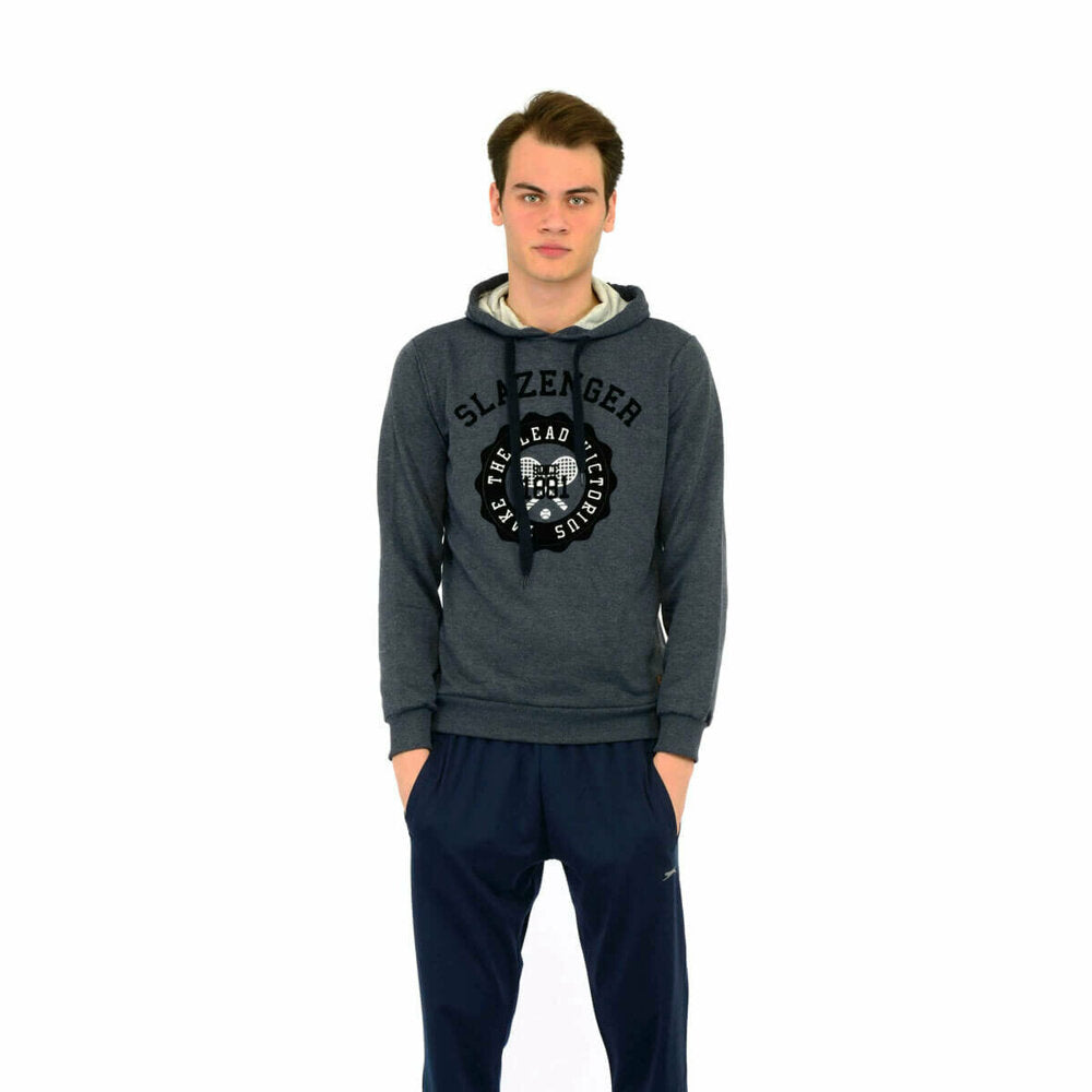 Men's Hooded Text-Print Anthracite Sweatshirt