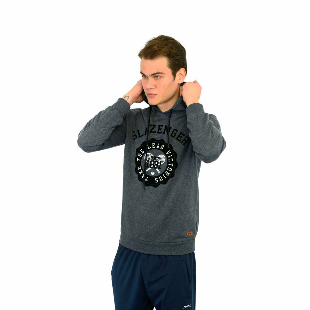 Men's Hooded Text-Print Anthracite Sweatshirt