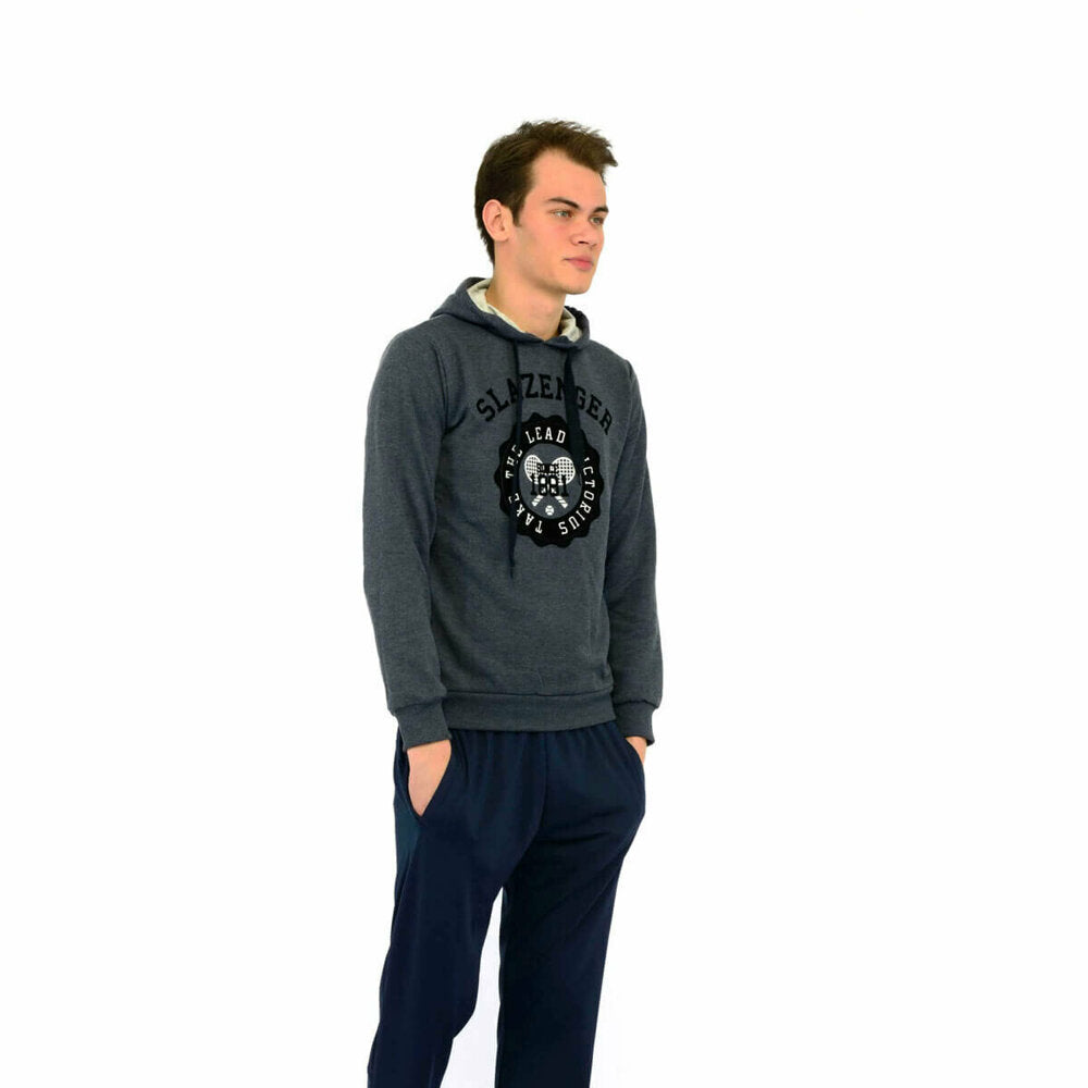 Men's Hooded Text-Print Anthracite Sweatshirt