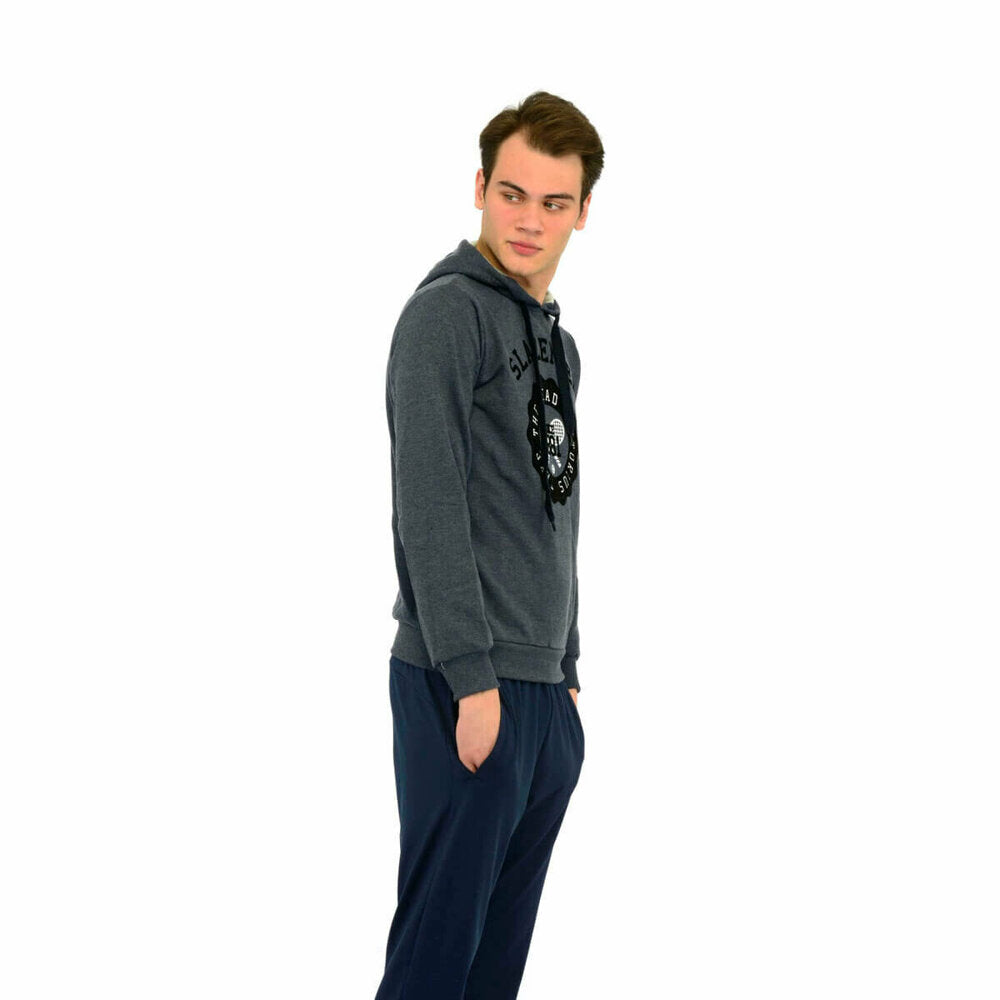 Men's Hooded Text-Print Anthracite Sweatshirt