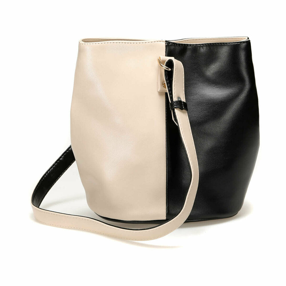 Women's Black Beige Shoulder Bag