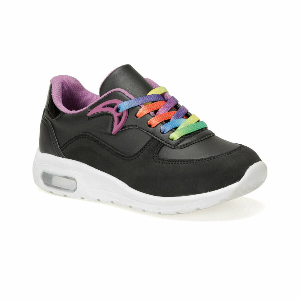 Girl's Lace-up Black Sneakers