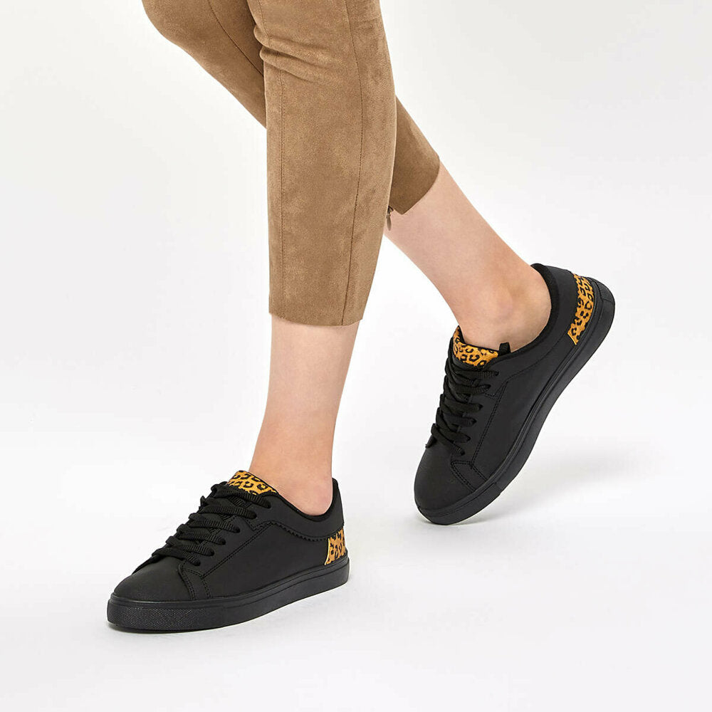 Women's Lace-up Black Sneakers