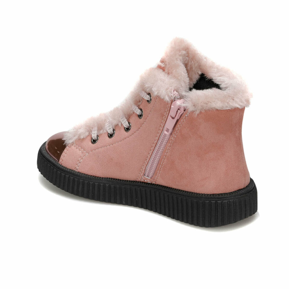 Girl's Fur Detail Powder Rose Boots