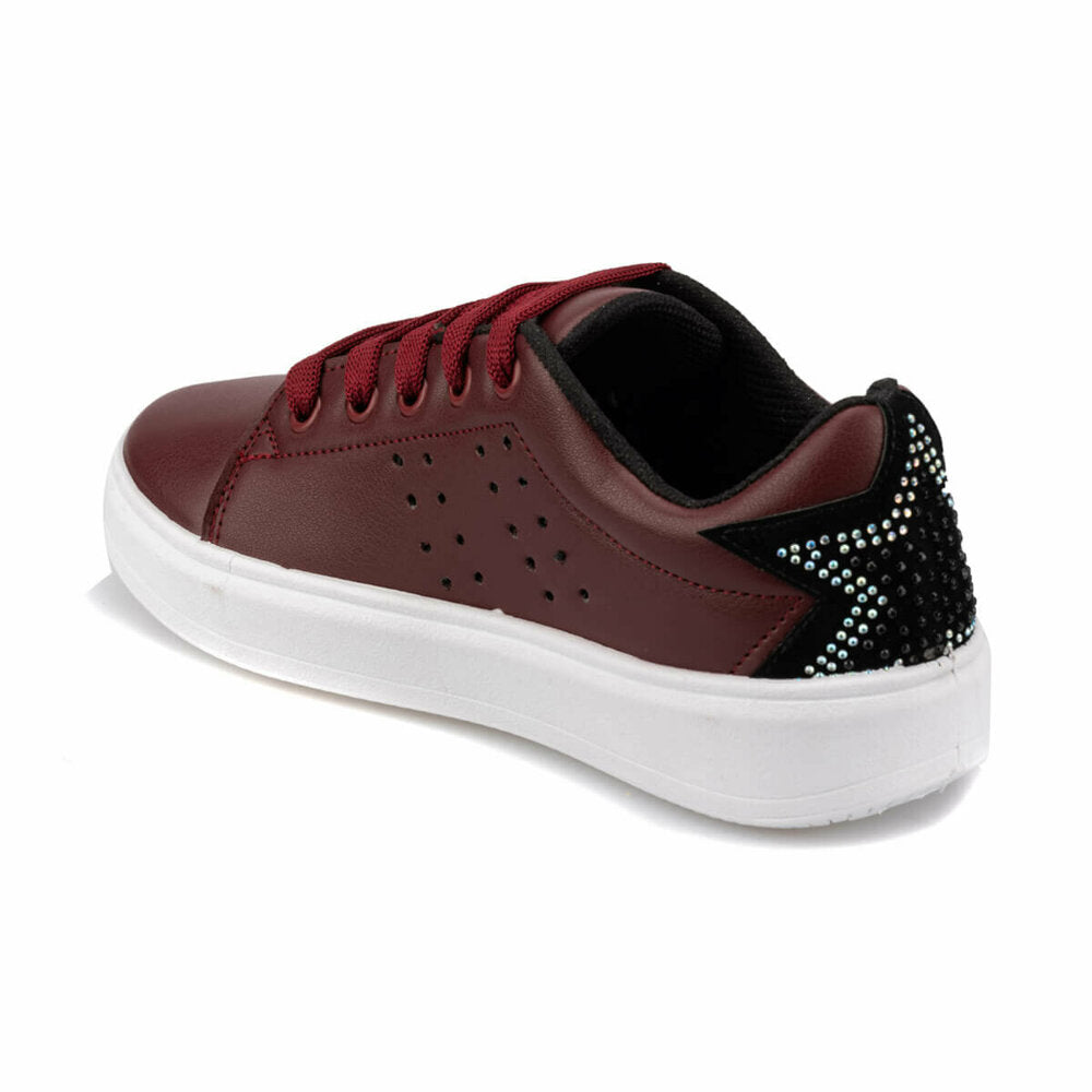 Girl's Lace-up Claret Red Sneakers