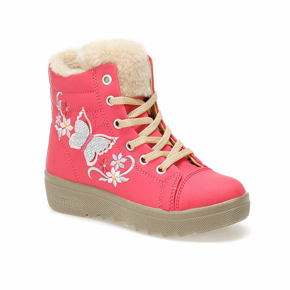 Girl's Lace-up Fuchsia Boots