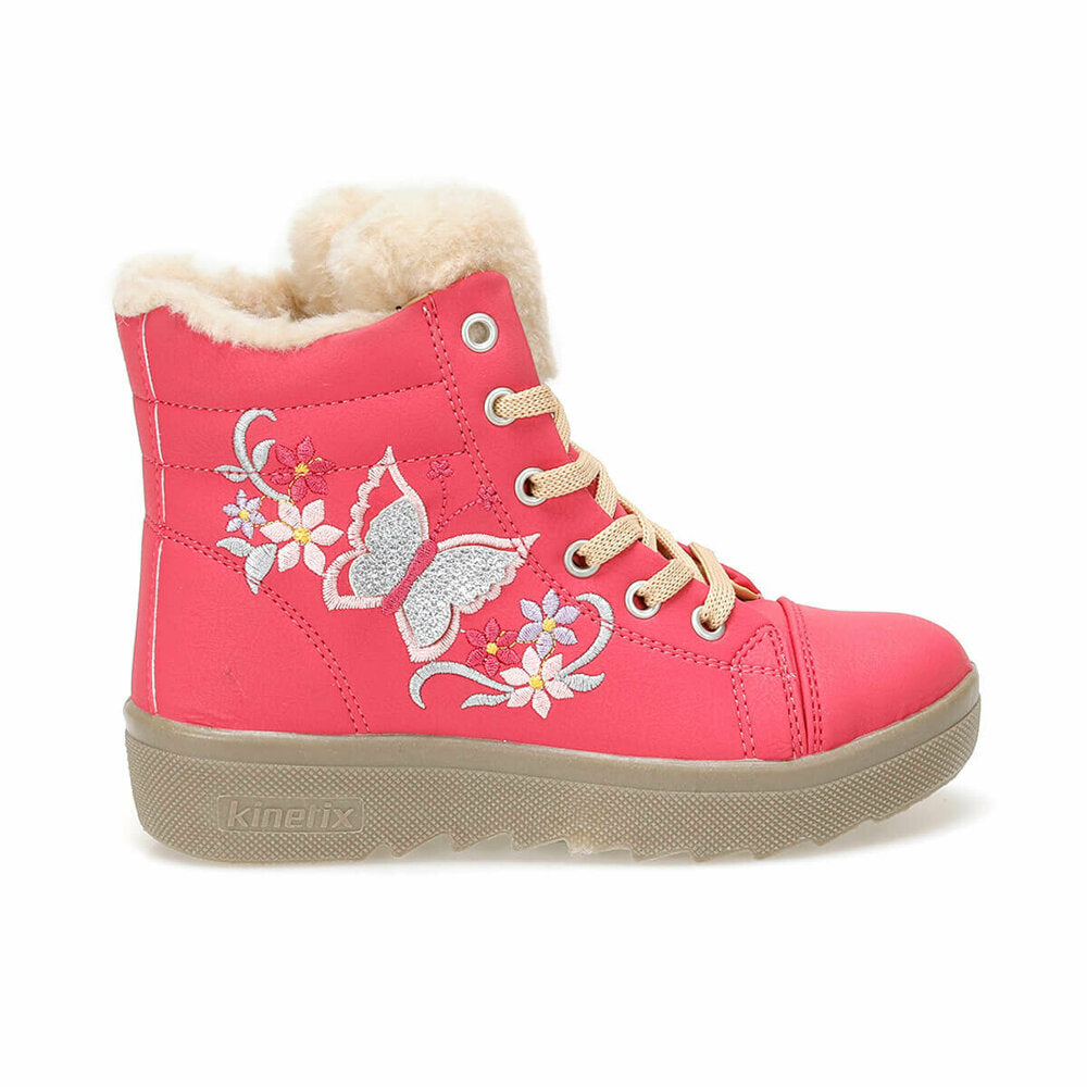 Girl's Lace-up Fuchsia Boots