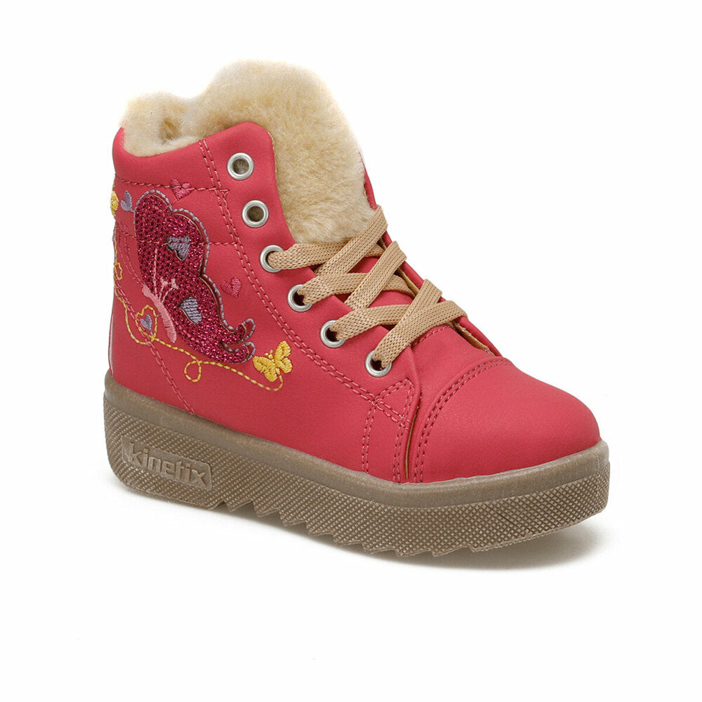 Girl's Studded Inner Fur Fuchsia Boots