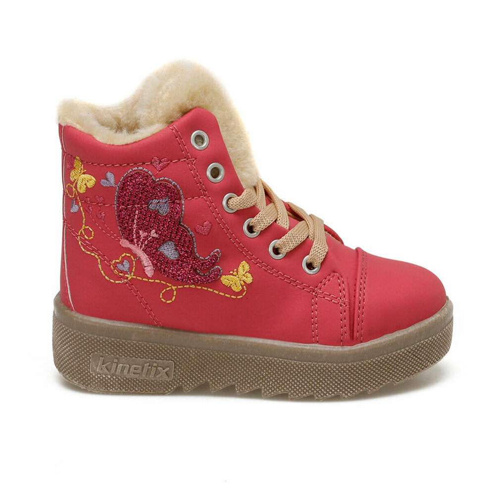 Girl's Studded Inner Fur Fuchsia Boots