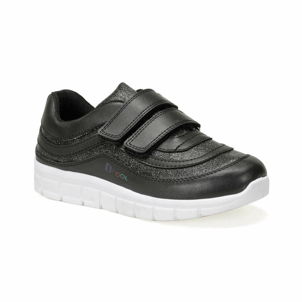 Girl's Velcro Strap Black Sneakers