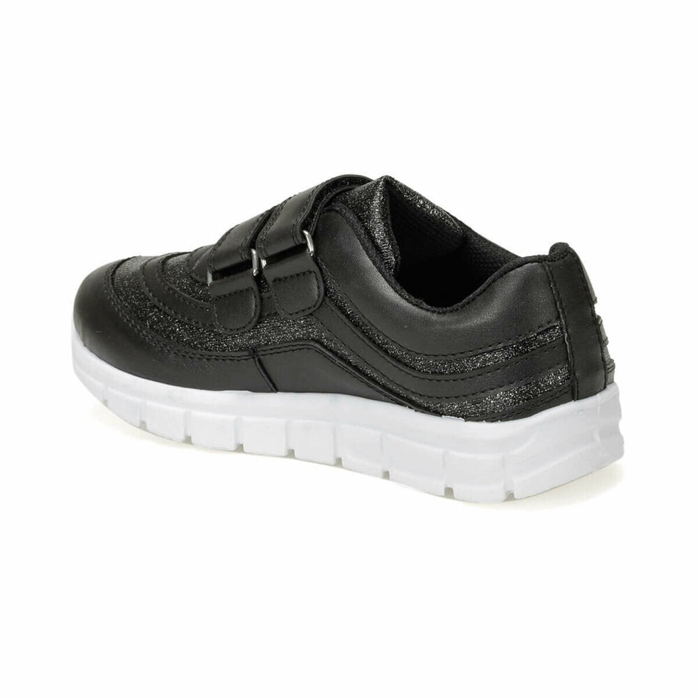Girl's Velcro Strap Black Sneakers