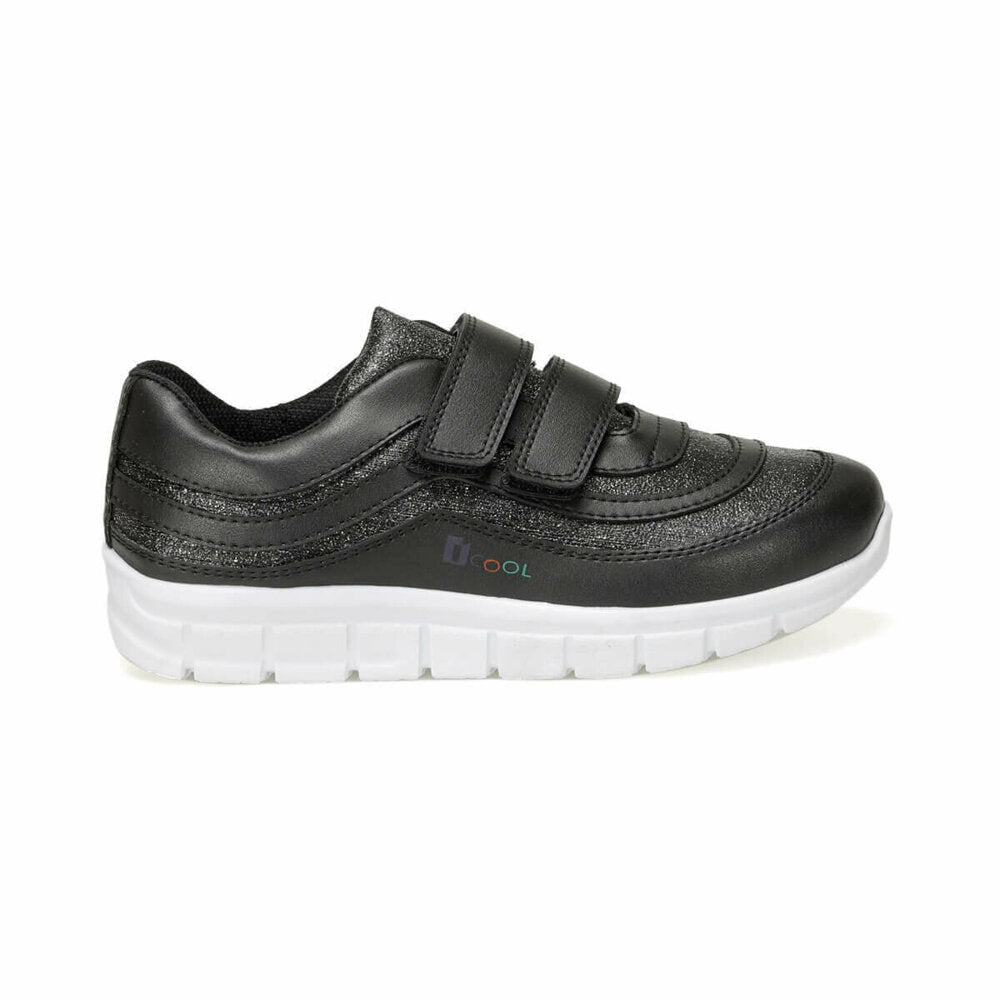 Girl's Velcro Strap Black Sneakers