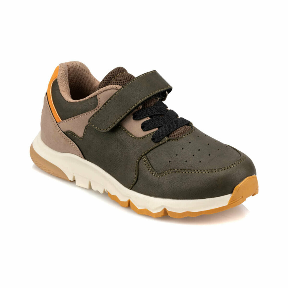 Boy's Lace-up Velcro Strap Khaki Shoes