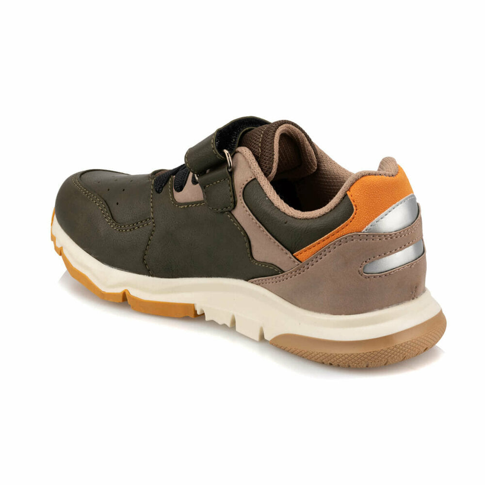 Boy's Lace-up Velcro Strap Khaki Shoes