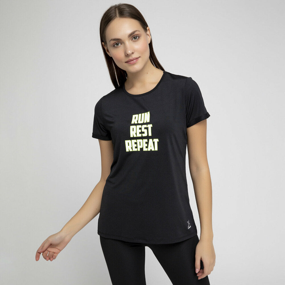 Women's Printed Black T-shirt