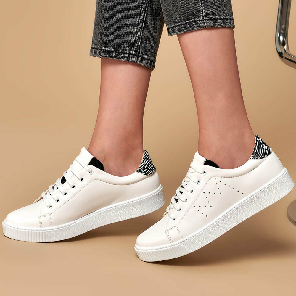 Women's Lace-up White Sneakers