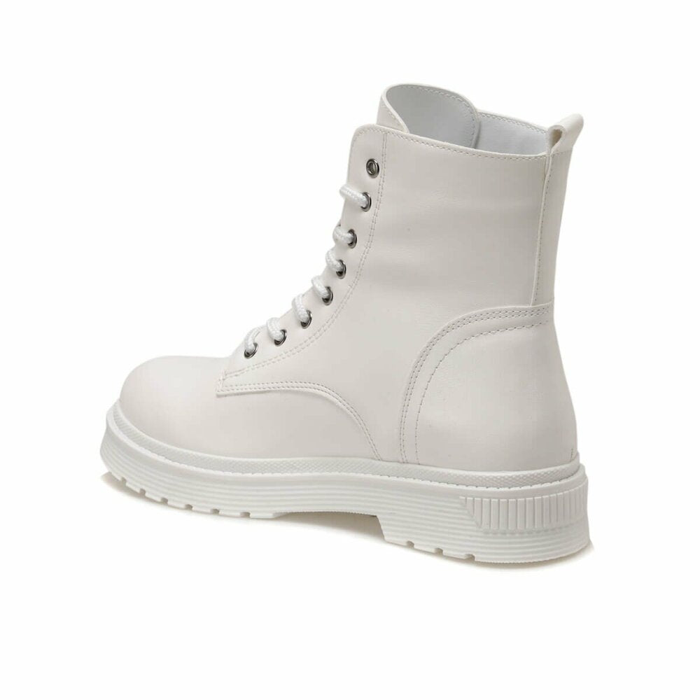 Women's Lace-up White Boots