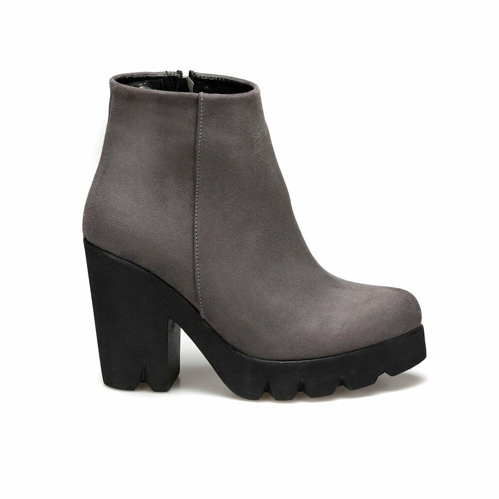 Women's Grey Heeled Boots