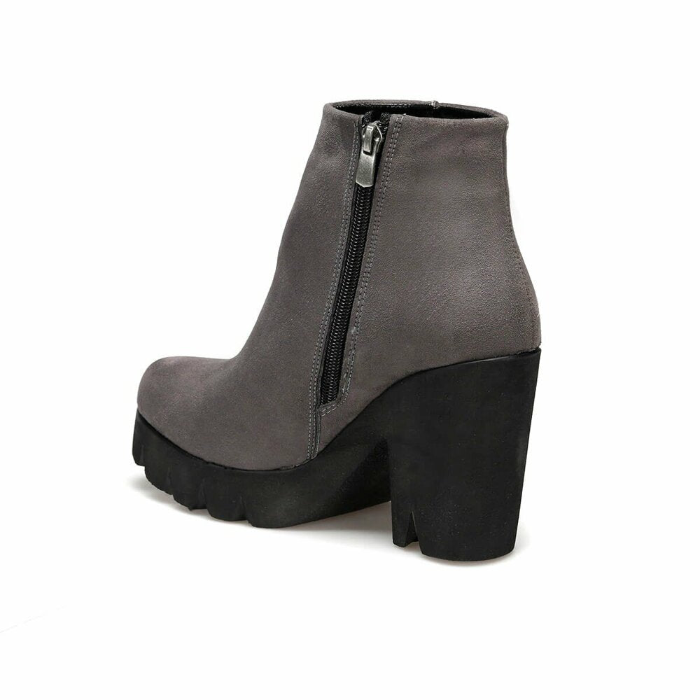Women's Grey Heeled Boots