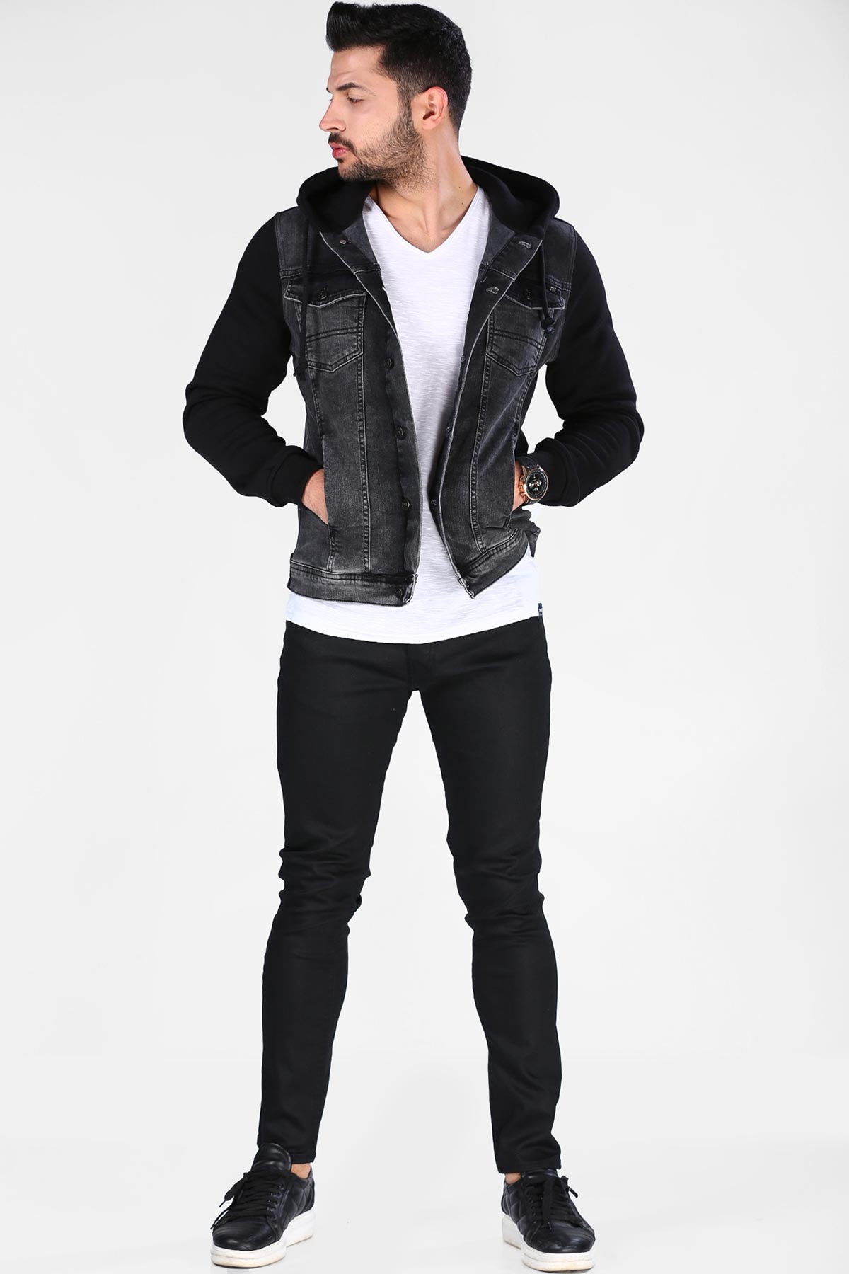 Men's Hooded Black Jacket