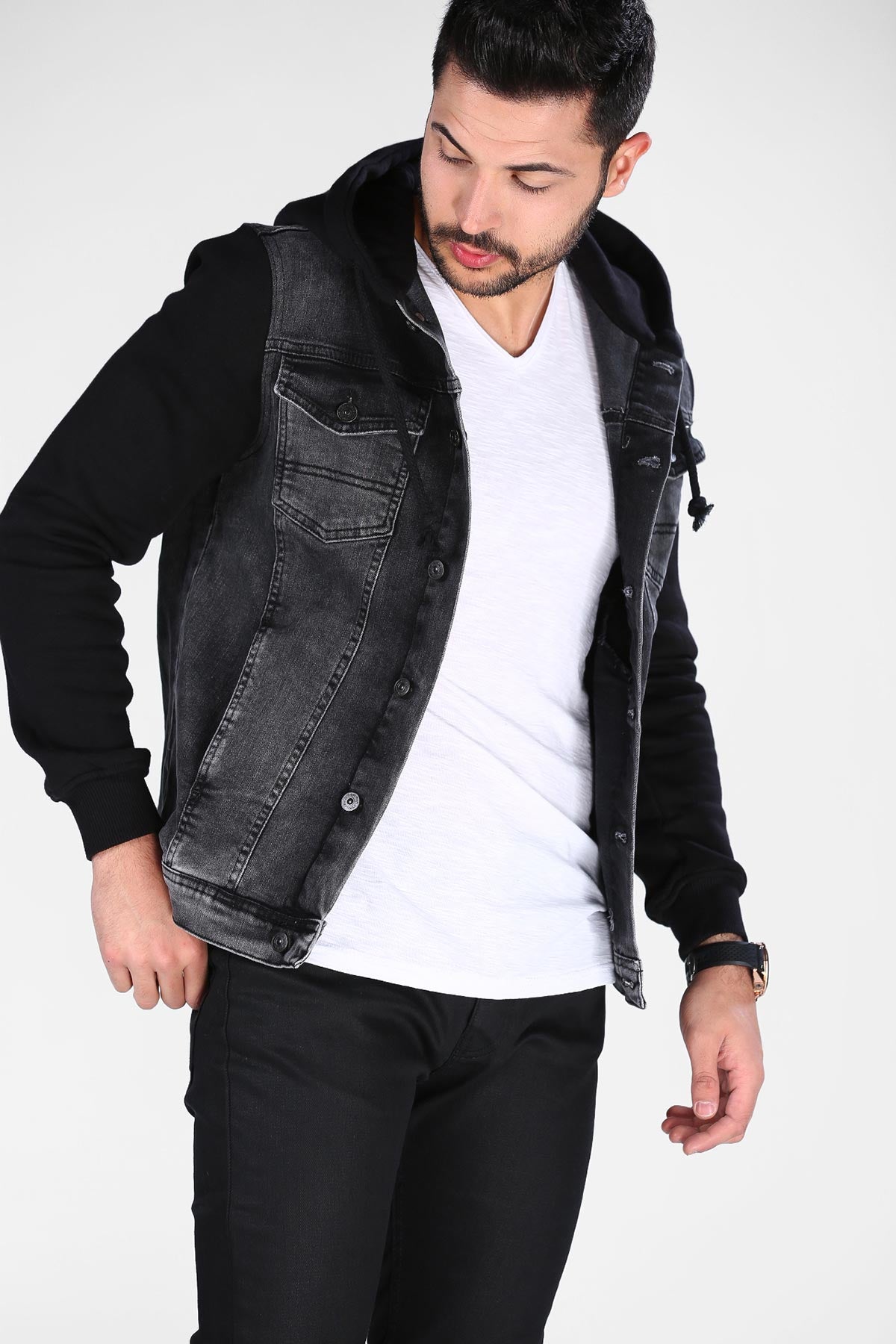 Men's Hooded Black Jacket