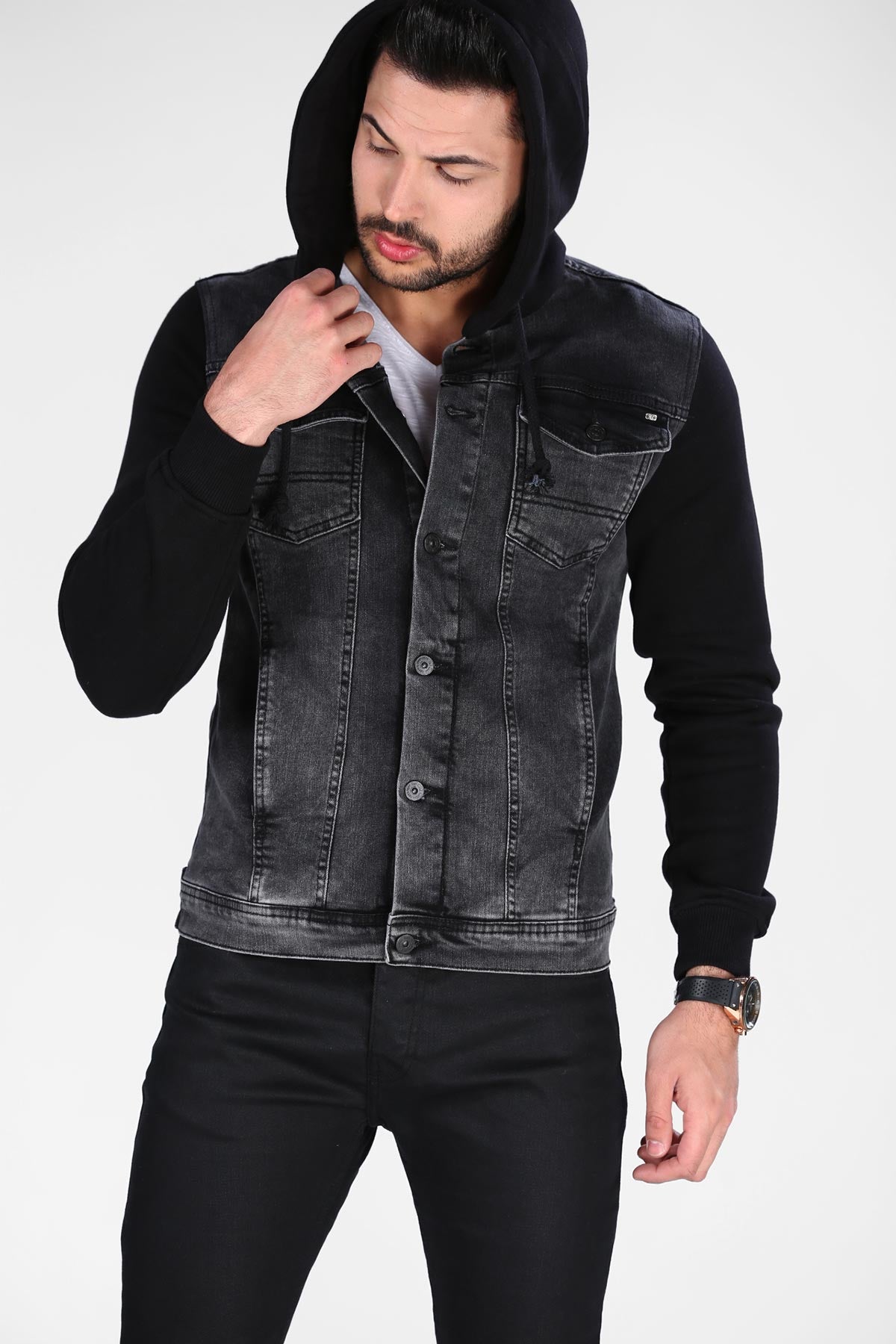 Men's Hooded Black Jacket