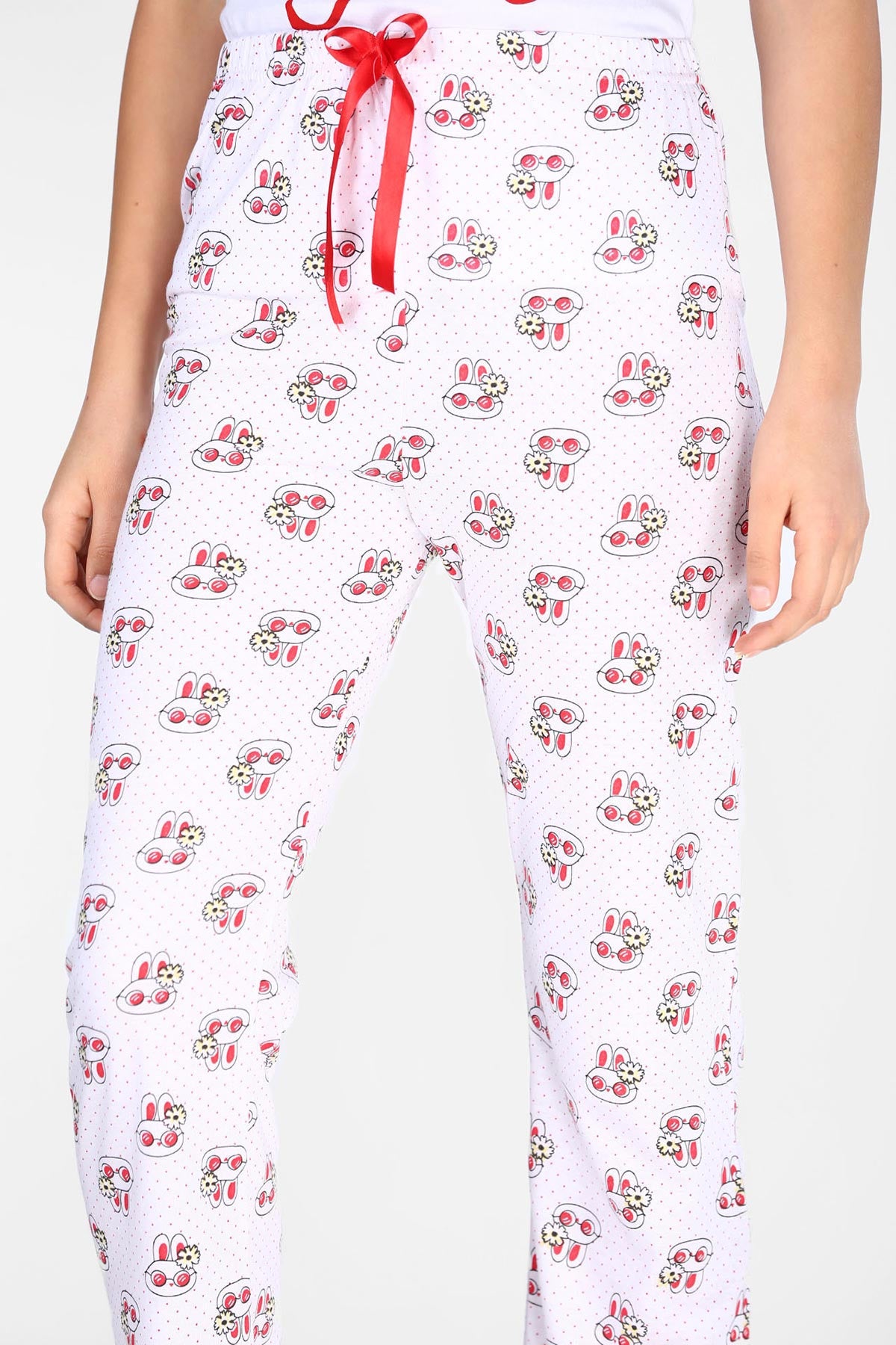 Women's Patterned Ecru Pajama Pants