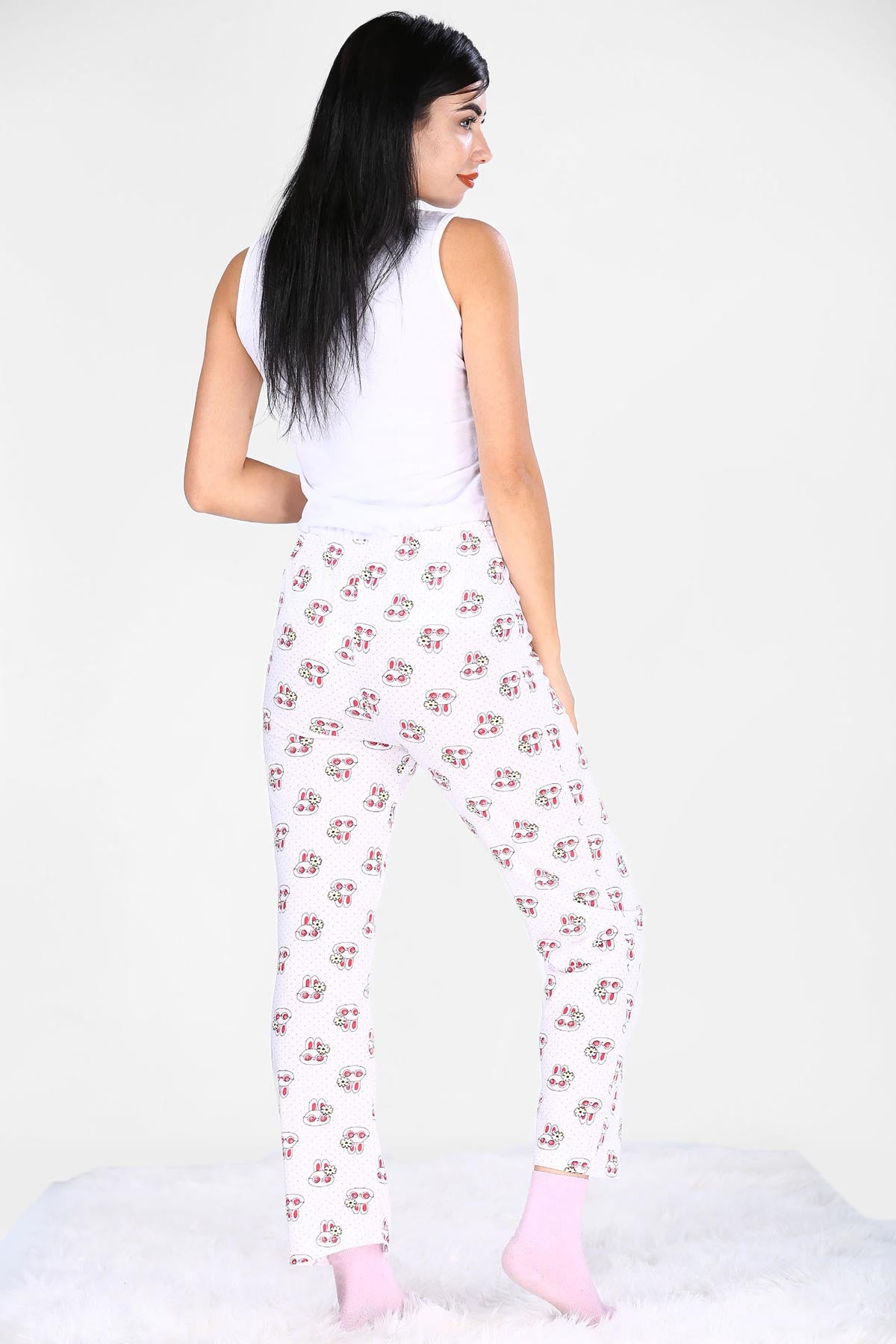 Women's Patterned Ecru Pajama Pants