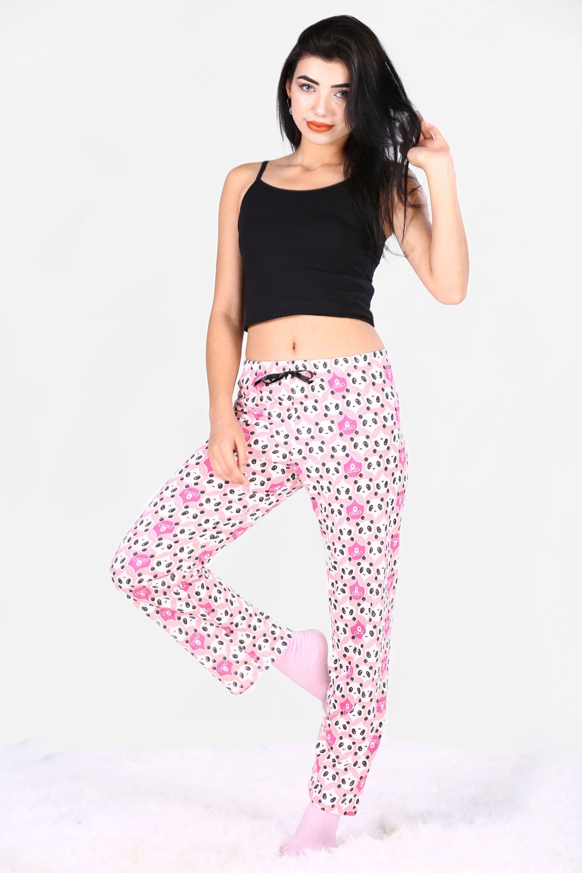 Women's Patterned Pink Pajama Pants